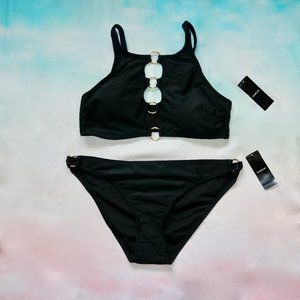 BEBE Swim Black 2 Piece Bikini Swimsuit